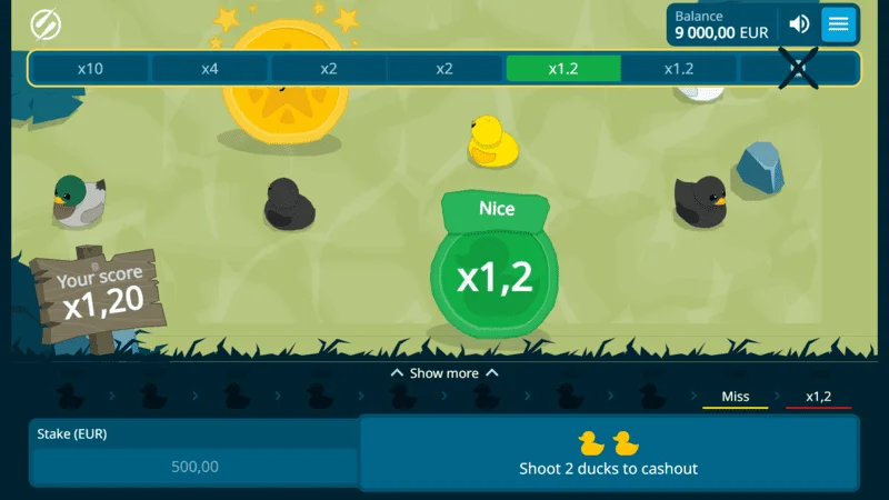 Exploding Ducks - tembakan beruntung dengan pengganda x1.2
